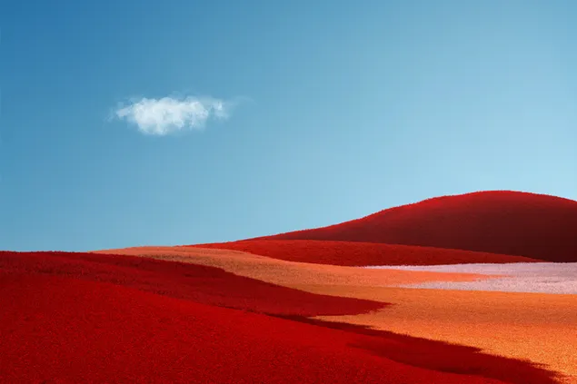 Una colorida fiesta visual de colinas y tierras que aparecen en colores rojo, amarillo y claro.