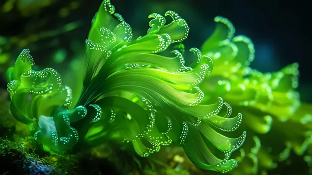 Hình nền Sự thanh lịch dưới nước: Cận cảnh tảo Caulerpa Macroalgae 8K