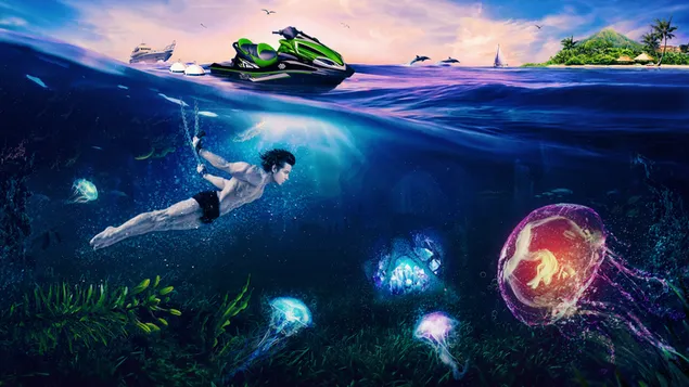 Unterwassertraining 4K Hintergrundbild