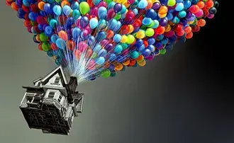 Tapeta Animovaný film bublina létající dům 2K