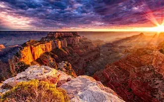 Природа США с ее скалами на рассвете 4K обои