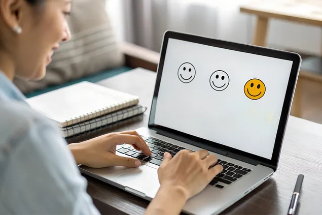 يمنح المستخدم تقييمًا لتجربة الخدمة في التطبيق عبر الإنترنت لرضا العملاء 4K خلفية