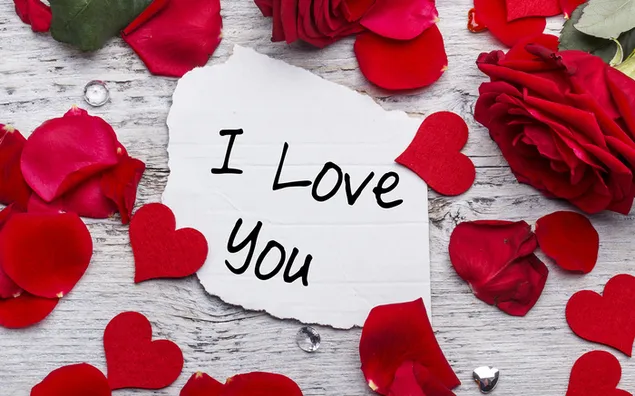 Valentijnsdag - liefdesbriefje met rozenblaadjes