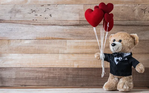 Valentijnsdag - teddy met de hartballonnen