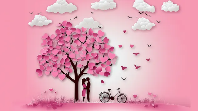 Шпалери Пара Святого Валентина в сяйві кохання 2K