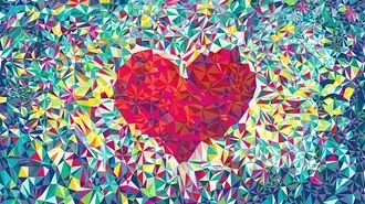 Tapeta Den svatého Valentýna - abstraktní geometrické srdce 2K