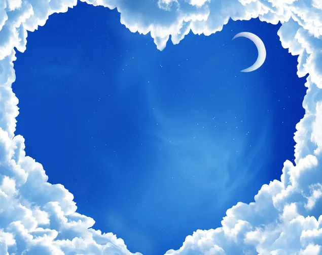 Valentine's day - artistic blue heart clouds 4K wallpaper