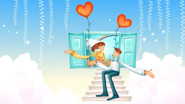 Valentinsdag - kunstneriske par HD tapet
