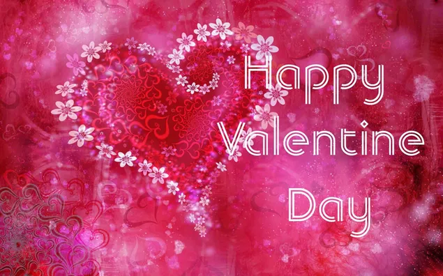 Día de San Valentín - corazón rosa floral artístico 2K fondo de pantalla