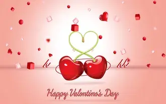 Tapeta Den svatého Valentýna - umělecké srdce třešně 2K