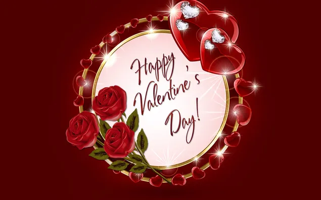 Día de San Valentín - corazones artísticos y rosas.