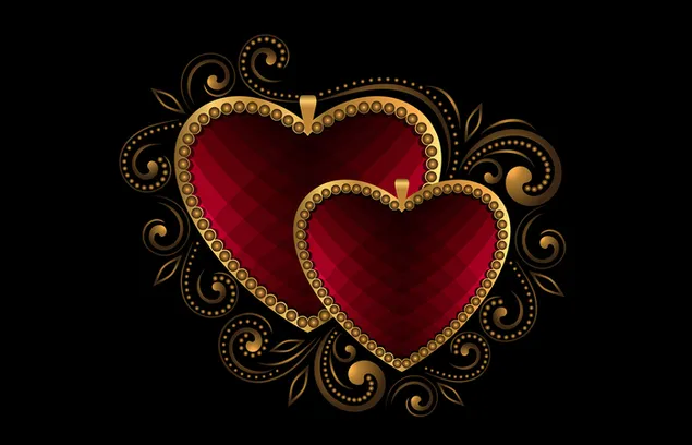 Valentynsdag - artistieke rooi hartpare 2K muurpapier