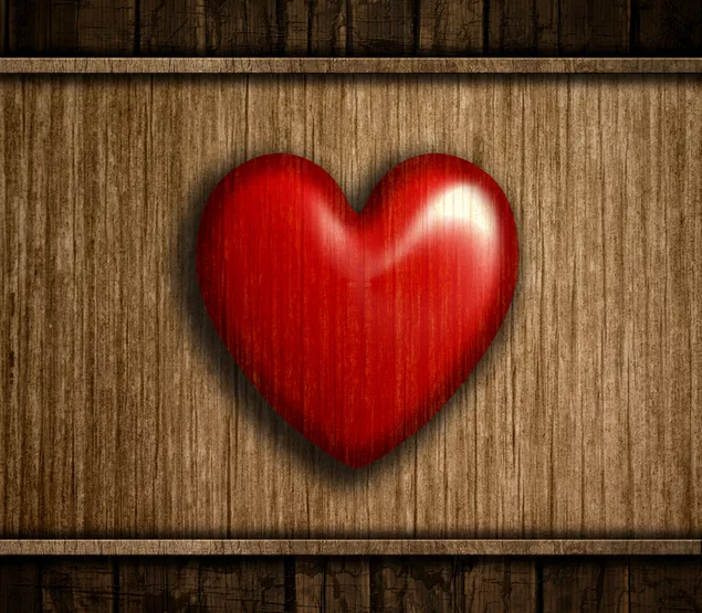 Valentynsdag - artistieke hout rooi hart 2K muurpapier