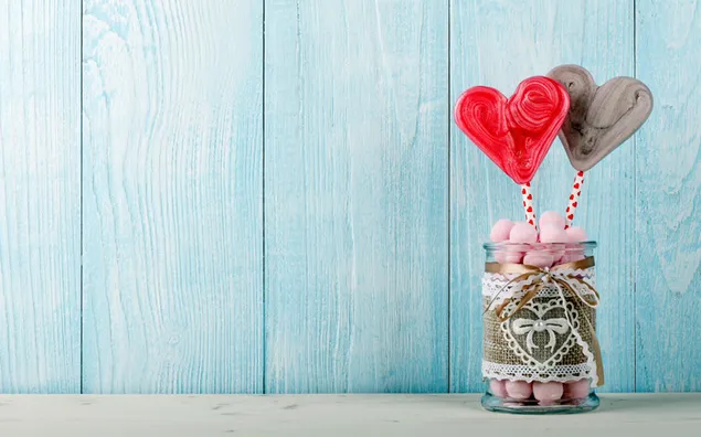 Dia de Sant Valentí - caramels al pot 2K fons de pantalla