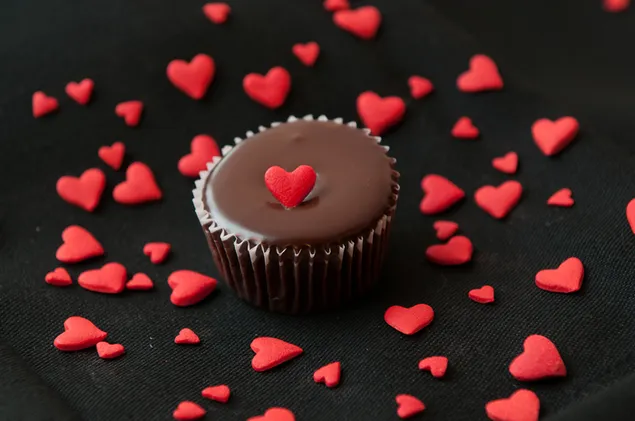Valentine's day - chocolate cupcake with heart decoration
