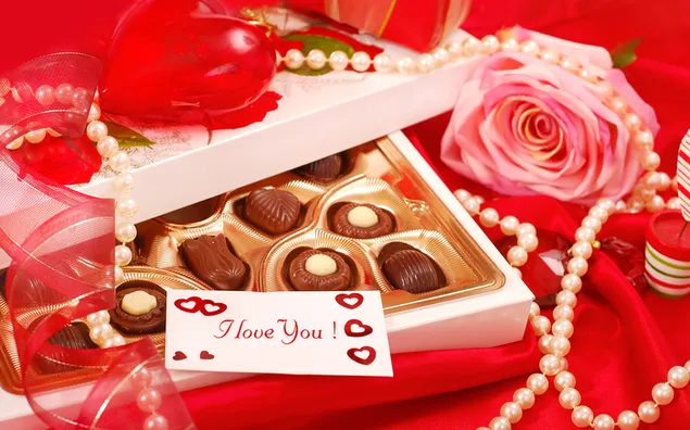 Hari Valentine - coklat dengan nota cinta 2K kertas dinding