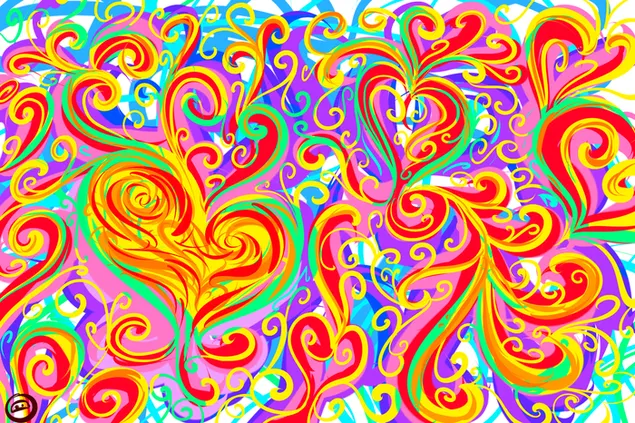 Valentine's day - colorful abstract hearts 2K wallpaper