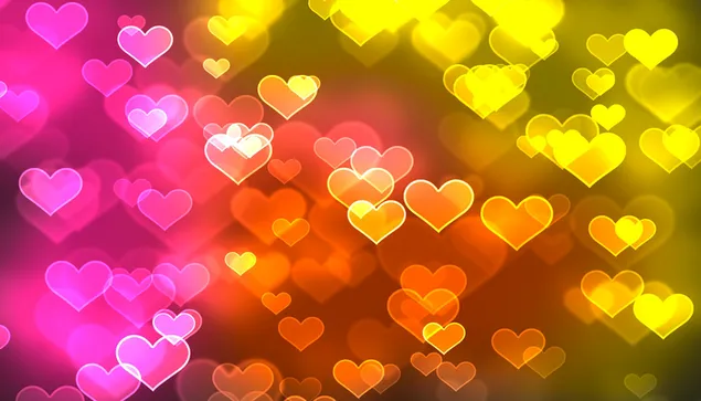 Páipéar balla Lá Vailintín - Hearts bokeh ildaiteHD