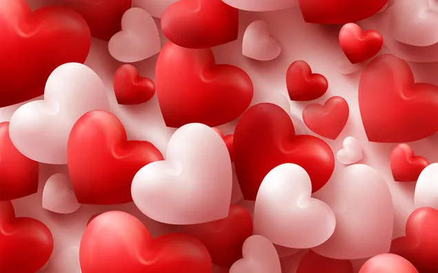 Valentijnsdag - Schattige hartballonnen 2K achtergrond