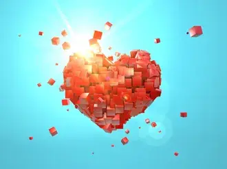 Tapeta Den svatého Valentýna - digitální kostky srdce 4K