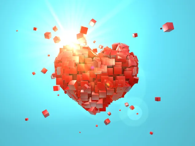 Día de San Valentín - corazón de cubos digitales