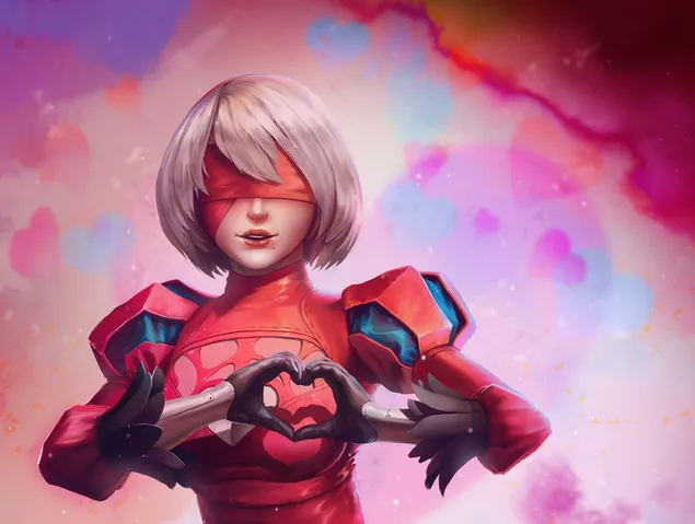 情人節-用手做心的女孩 2K 壁紙