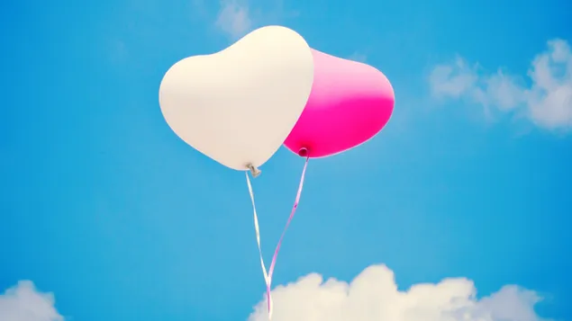 Valentijnsdag - Hartballonnen in de blauwe lucht download