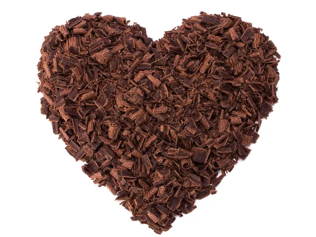 روز ولنتاین - براده های شکلاتی به شکل قلب کاغذدیواری  2K