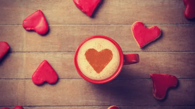 Valentijnsdag - hartjes en koffie download