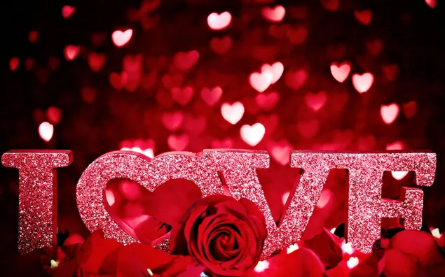 Valentinstag - Herzen und Rosen 2K Hintergrundbild