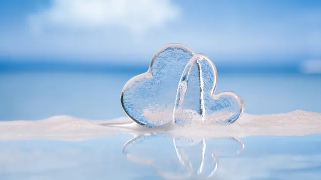Valentinstag - Eisherzpaar 4K Hintergrundbild
