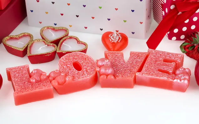 Valentinovo - čudovita dekoracija sveč 2K ozadje