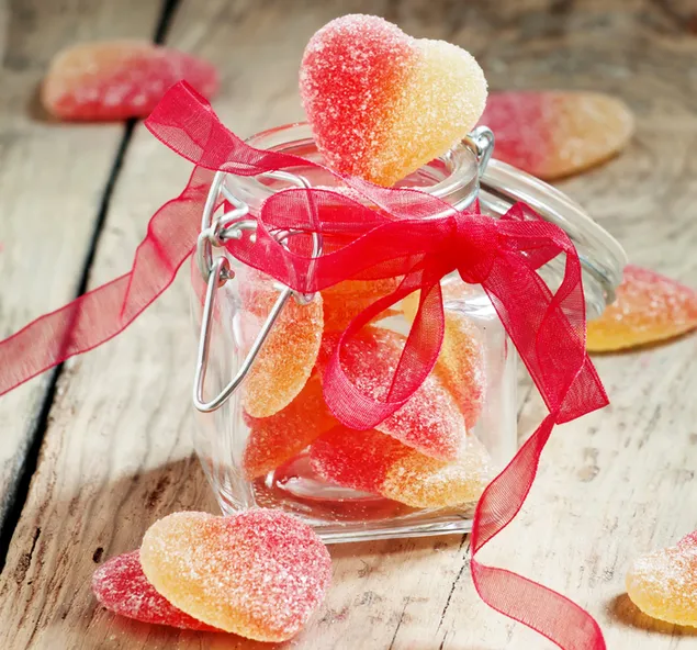 Dia de Sant Valentí: dolços de melmelada de cor encantadors 2K fons de pantalla