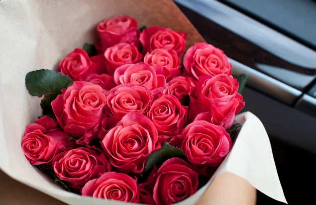 Valentinstag - schöner Blumenstrauß aus roten Rosen