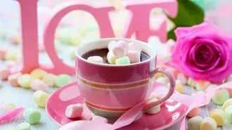 Vältesdag - Marshmallow Kaffi 4K Tapeten