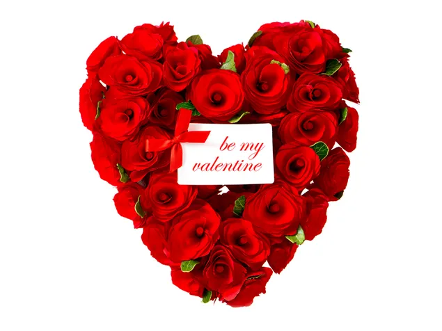 Valentinstag - Notiz auf dem Herzen der roten Rosen 2K Hintergrundbild