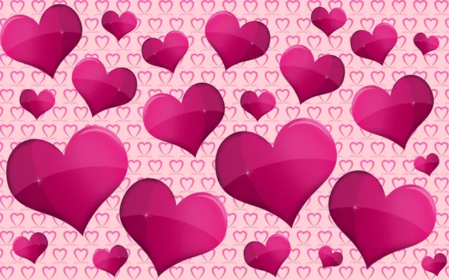 Día de San Valentín - patrón de corazones de color rosa 2K fondo de pantalla