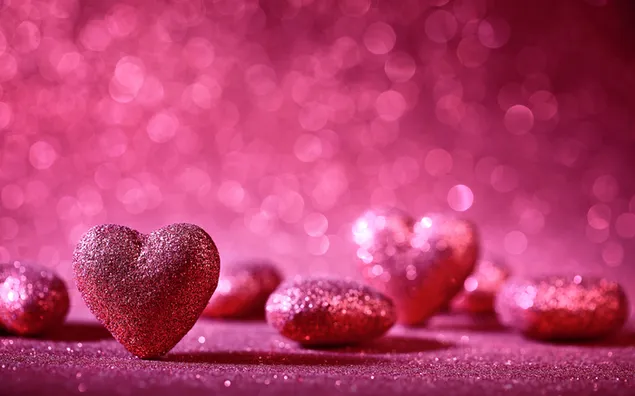 Valentinstag - Rosa funkelnde Herzen herunterladen
