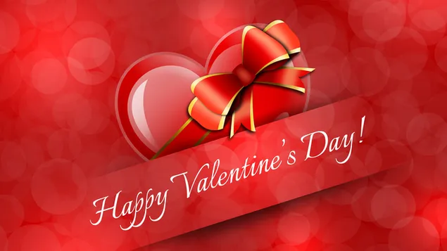 День Святого Валентина - червоне серце і бант завантажити
