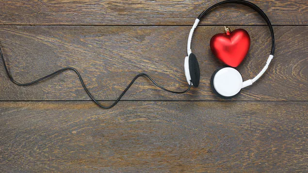 Valentine's day - red heart and headphones