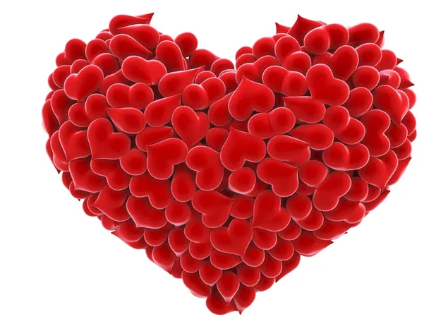 Día de San Valentín - corazón rojo hecho de corazones