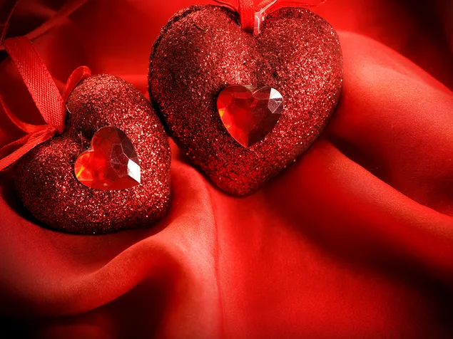 Valentinstag - rotes Herz paart Dekoration