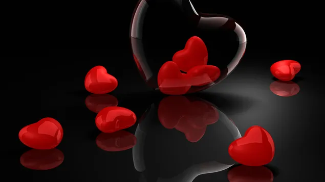 Walentynki - czerwone serca odbicie pobierz