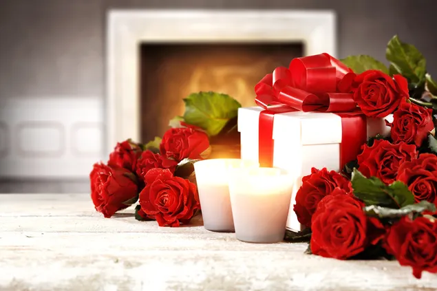 Valentijnsdag - rode rozen en cadeautjes