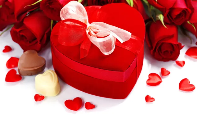 Valentinstag - rote Rosen und das Geschenk