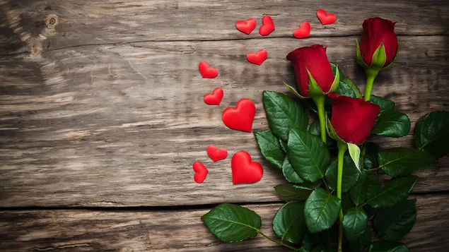 Valentinstag - rote Rosen mit Herzen herunterladen