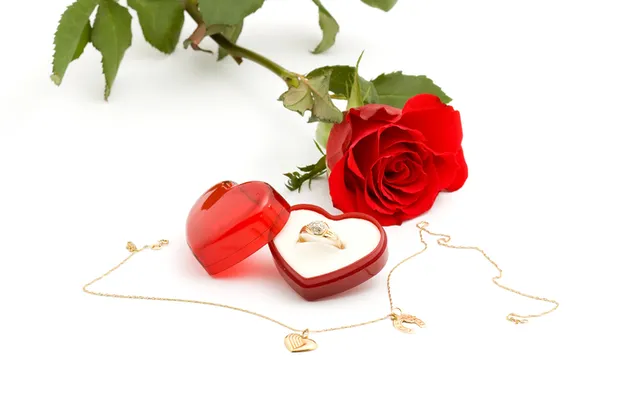 Valentinstag - Rose und die Herzringbox