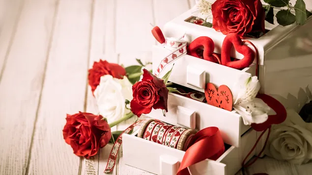 Valentinstag - Rosendekoration 4K Hintergrundbild