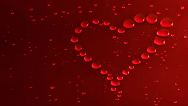 Valentinstag - Wassertropfenherz 2K Hintergrundbild