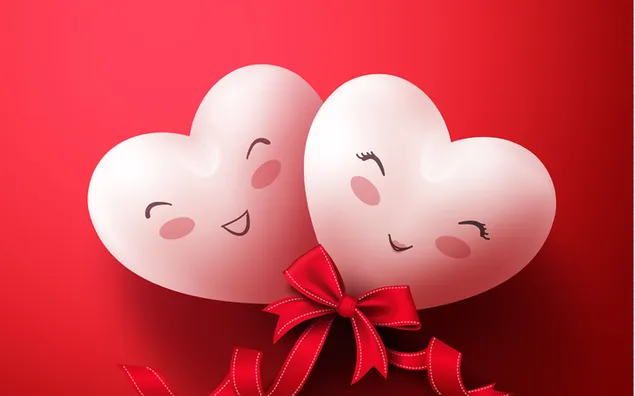 Valentijnsdag - ballonnen met witte harten 2K achtergrond